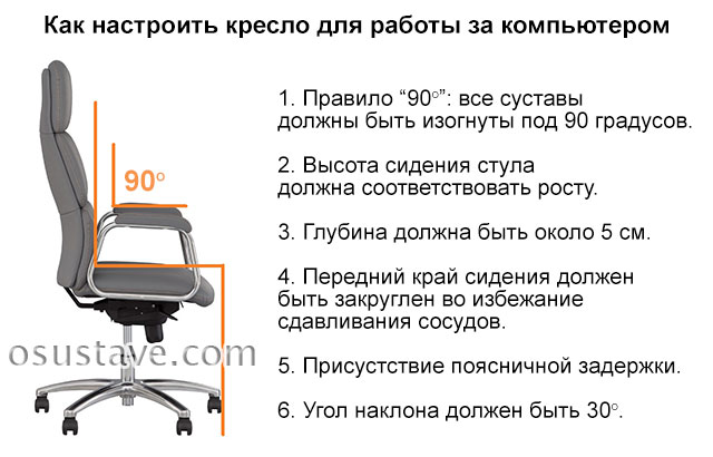 как настроить кресло для работы за компьютером
