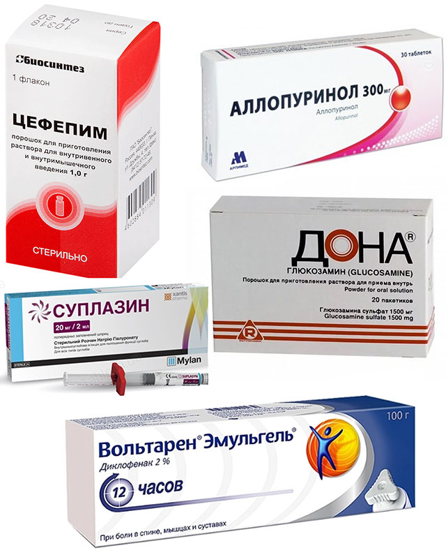 препараты Цефепим, Аллопуринол, Дона, Суплазин и Вольтарен