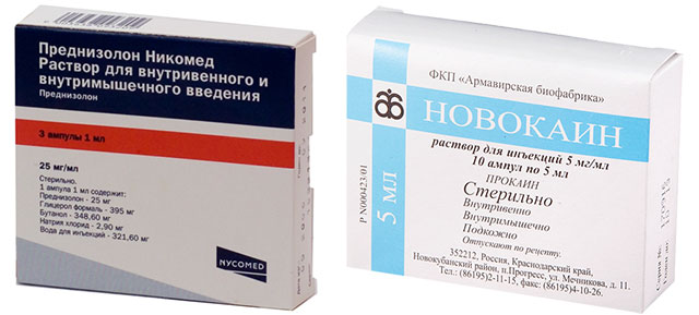 препараты Преднизолон и Новокаин