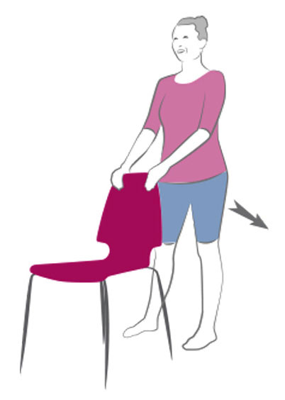 упражнение с отведением прямой ноги назад с опорой на стул